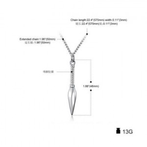  Spearhead titanium steel men's necklace Yiwu Panci E-commerce Firm N050-1/SI -  