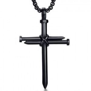  Casting steel nails cross men's pendant Yiwu Panci E-commerce Firm N050-2/BK -  