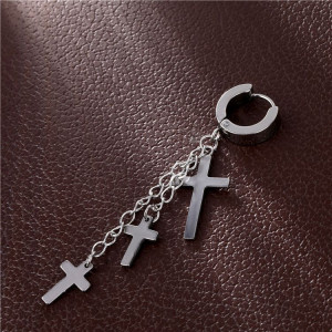 , Titanium steel three cross earrings - ,