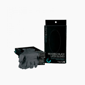 Набор многоразовых черных латексных перчаток (4 шт) Colortrak Reusable Black Latex Gloves Dispenser Box 4pk - Изображение