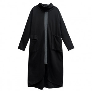 Платье-пуловер Платье-пуловер черного цвета с высоким вырезом - Изображение 3