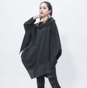 Свитер Свитер средней длины с рукавами летучей мыши, сшитый по индивидуальному заказу, черный Dongguan Yilinuoshi Clothing Co., Ltd 1205/BK - маленькая картинка