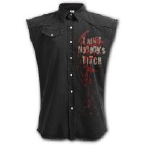  DARYL WINGS - Sleeveless Stone Washed Worker Black Spiral Direct G006M602 -  