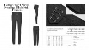 Брюки Gothic Floral Metal Swallow Black Suit Trousers - Изображение 8