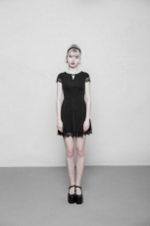  Goth Lace Stitching V-collar Dress -  4
