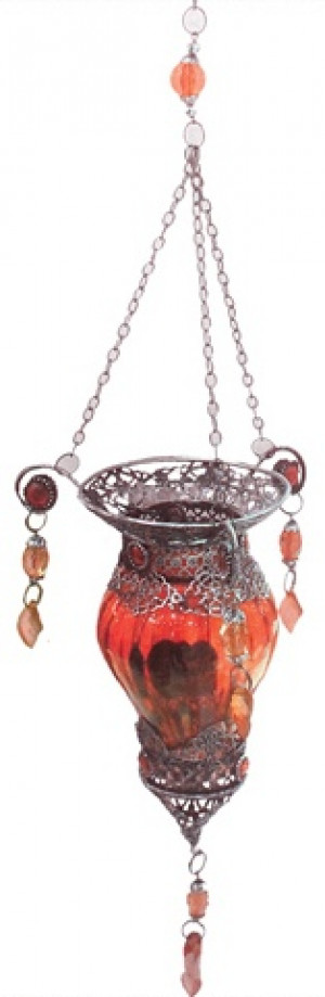  Red Jewelled Hanging Tealight Lantern 80 cm (P6) - 