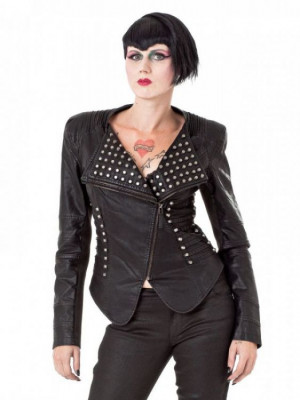 Жакет Cropped studded Leather Jacket - Изображение