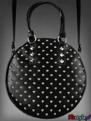 Сумка Big round black bag studded with spikes - Изображение