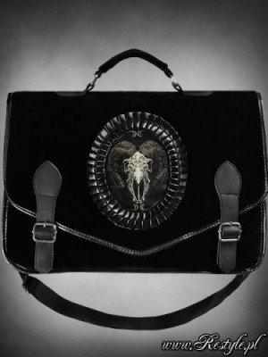 Сумка Briefcase "SATANIC" satchel black velvet cameo bag animal skull A4 - Изображение