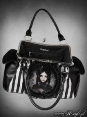  "GREY DOLL" gothic lolita handbag, black and white stripes Re-Style "GREY DOLL" gothic lolita handbag, black and white stripes -  