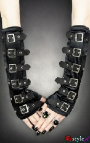 Перчатки Gothic arm warmers gloves with buckles - Изображение 4