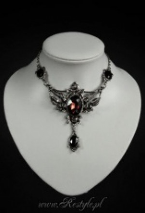 Нашейное украшение Evening necklace "WILD ROSES" roses and burgundy stone - Изображение 2