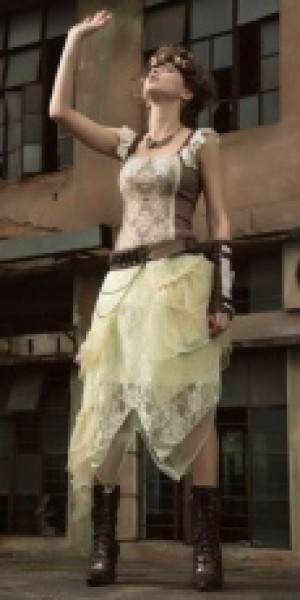 Юбка Steampunk Long skirt White RQ-BL SP166w - маленькая картинка