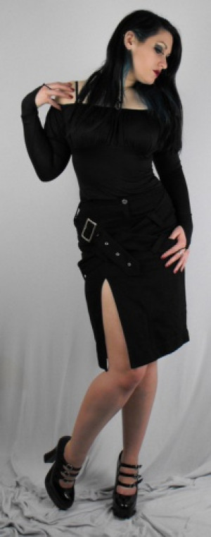 Юбка Black Split Knee Length Skirt - Изображение