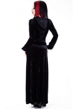 Кельтское вельветовое платье с капюшоном Necessary Evil Sophia Velvet Hooded Maxi Dress / Викторианский стиль / Готический стиль - Изображение 2