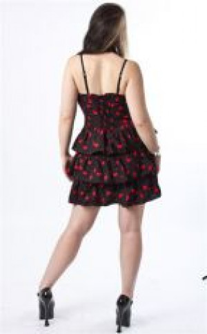 Платье Bellona Black and Red Heart Patterned Dress - Изображение 1