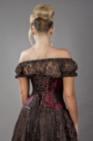  C-Lock underbust steampunk corset in red king brocade Burleska c-lock-underbust-corset-red-king-brocade -  