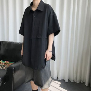 Рубашка с короткими рукавами Guangzhou trousers line clothing wholesaler 713/BK - маленькая картинка