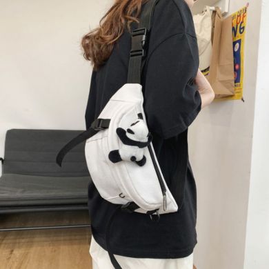 Поясная сумка в уличном спортивном стиле белого цвета + панда Baoding Baigou Xincheng Pomelo Bag Factory X-22#/WP - маленькая картинка
