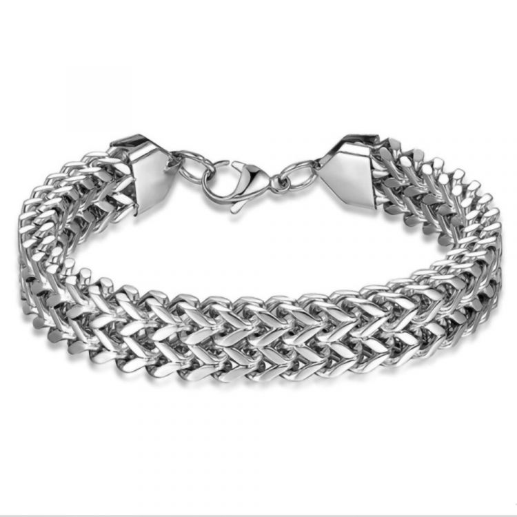 Браслеты, напульсники, Stainless steel bracelet - Двойное плетение - 21 см - Браслеты,