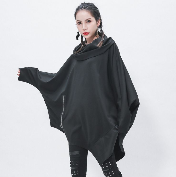 Свитер Свитер средней длины с рукавами летучей мыши, сшитый по индивидуальному заказу, черный Dongguan Yilinuoshi Clothing Co., Ltd 1205/BK Изображение 3