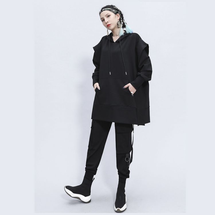 Свитер Толстый свитер с капюшоном черного цвета Dongguan Yilinuoshi Clothing Co., Ltd 1292/BK Изображение 5