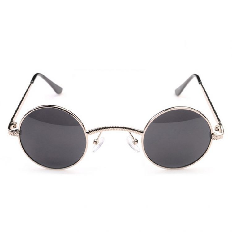  Goth Steampunk Goggles Sunglasses Women Men Retro Coating Mirror Round Sun Glasses Unisex International silver and grey  2