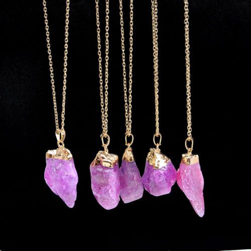 Colorful Natural Crystal Quartz Stone Pendant Womens Irregular Necklace International F7F08  2