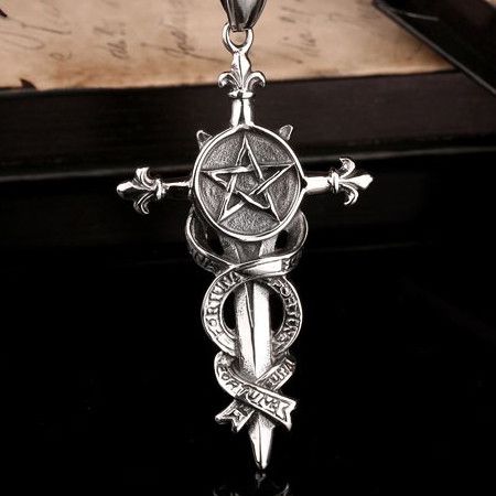 Steel soldier stainless steel cross pentacle pendant necklace men personaltiy fashion unique jewelry International BP8-062  2
