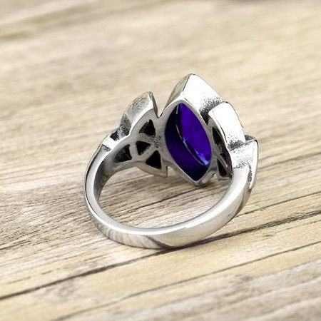  steel soldier film style men thor ring with blue stone fashion high quality 316l stainless steel jew International BR8-268_BL  4