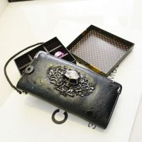  Cool Grils Gothic Style PU Purses Fashion skull Design Wallet Bifold Leather Purse Womens Bag Crossb - 