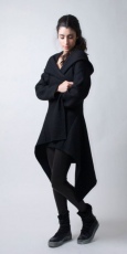 Пальто fashion women's long section black Coat Irregular hooded Overcoat Jackets casual oversize coats International 4VT145 - маленькая картинка