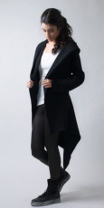 Пальто fashion women's long section black Coat Irregular hooded Overcoat Jackets casual oversize coats International 4VT145 - маленькая картинка