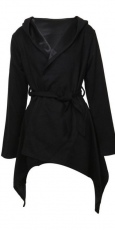 Пальто fashion women's long section black Coat Irregular hooded Overcoat Jackets casual oversize coats International 4VT145 - маленькая картинка