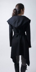 Пальто fashion women's long section black Coat Irregular hooded Overcoat Jackets casual oversize coats International 4VT145 - маленькая картинка