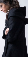 Пальто fashion women's long section black Coat Irregular hooded Overcoat Jackets casual oversize coats International 4VT145 - маленькая картинка