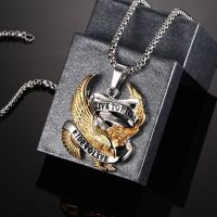 Кулон Fashion Eagle Necklace Pendants LIVE TO RIDE Biker Sport Men Gold Plated Stainless Steel Hero Jewelr International PN-158 - маленькая картинка