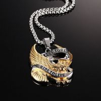Кулон Fashion Eagle Necklace Pendants LIVE TO RIDE Biker Sport Men Gold Plated Stainless Steel Hero Jewelr International PN-158 - маленькая картинка