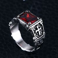 Кольцо Fashion red stone ring jewelry stainless steel wedding rings for men and women with high quality who International RC-060 - маленькая картинка