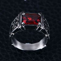 Кольцо Fashion red stone ring jewelry stainless steel wedding rings for men and women with high quality who International RC-060 - маленькая картинка