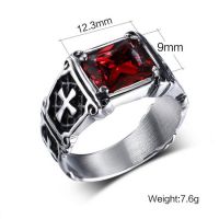 Кольцо Fashion red stone ring jewelry stainless steel wedding rings for men and women with high quality who International RC-060 - маленькая картинка