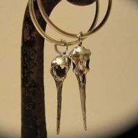  Hot Hummingbird Bird Skull Hoop Earring - 
