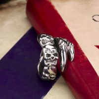  Steel soldier New Open Skull Hand Ring Stainless Steel Man's Fashion Jewelry Biker Punk Jewelry - 