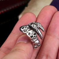  Steel soldier New Open Skull Hand Ring Stainless Steel Man's Fashion Jewelry Biker Punk Jewelry International BR8-146 -  