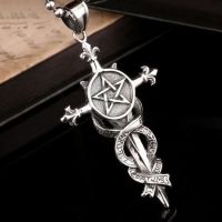  Steel soldier stainless steel cross pentacle pendant necklace men personaltiy fashion unique jewelry - 