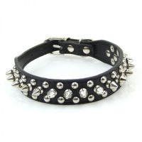  Adjustable PU Leather Rivet Spiked Studded Pet Puppy Dog Collar Neck Strap-Y103 - 
