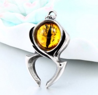  Feather with yellow evil eye amulet - 