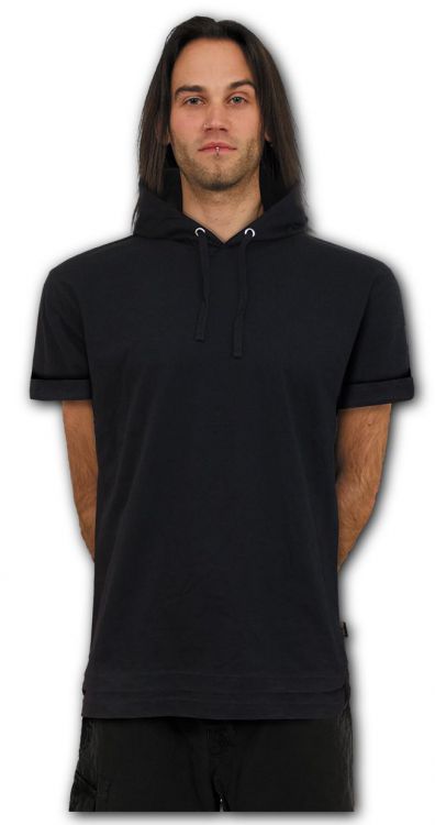    URBAN FASHION - Fine Cotton T-shirt Hoody Black Spiral Direct P004M470  2