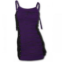  GOTHIC ROCK - Long Laceup Camisole Top Purple Black Spiral Direct P002G039 -  