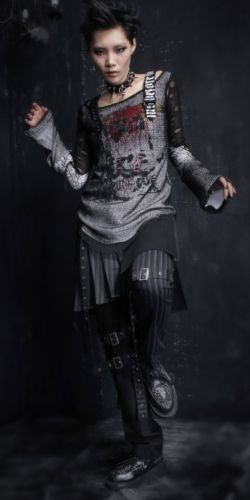  TROUSERS Punk Rave K-129/BK-BL  2